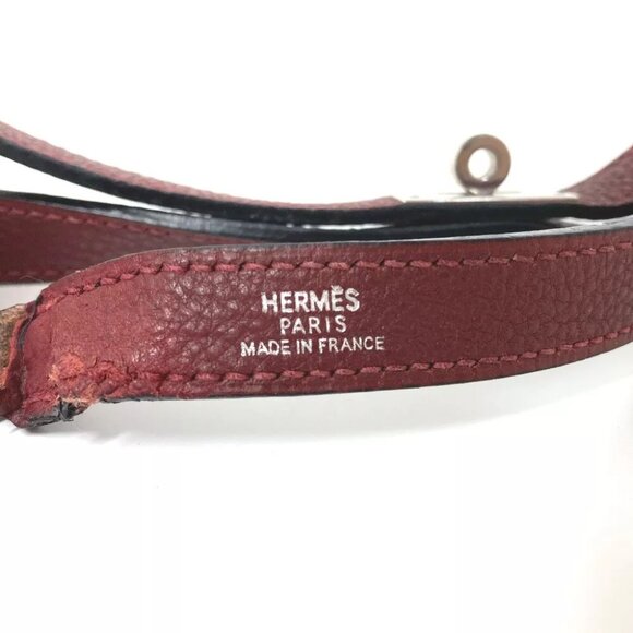 HERMES KellyHardware Pet dog dog dog Lead Leather wine-red/SilverHardware - Picture 5 of 9